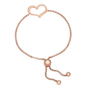 Rose gold tone sterling silver lariat style bracelet with sun dial