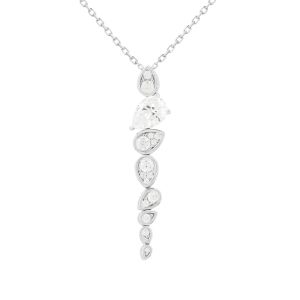 Silver Leaf Design and Oval Rose Quartz Alternating Station Necklace