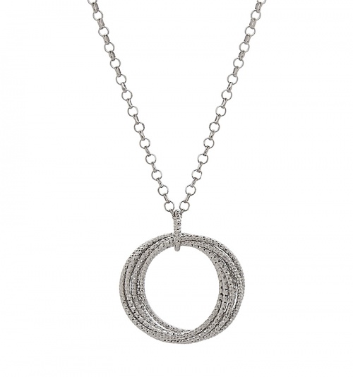 Silver Diamond Cut Love Knot Design Necklace