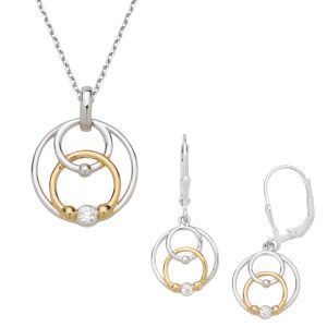 Silver Rosette Design Pendant, Bracelet and Earring Set with Oval Amethyst