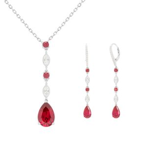 Silver Radiant Canary Yellow Center Necklace and Earring Set