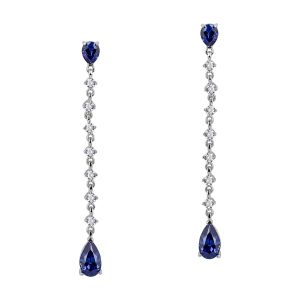 Silver Fancy Multi Shape Clear CZ Drop Earrings